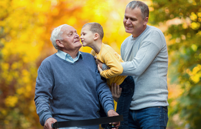 Elderly gentleman with son and grandson